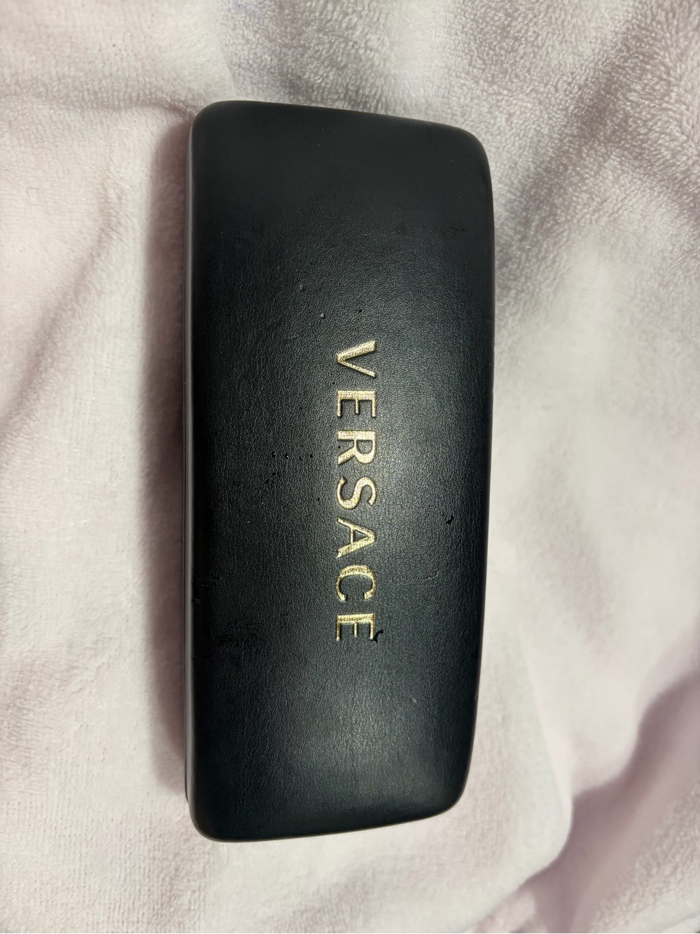 Versace Black Eyewear Case with Gold Logo Embossing